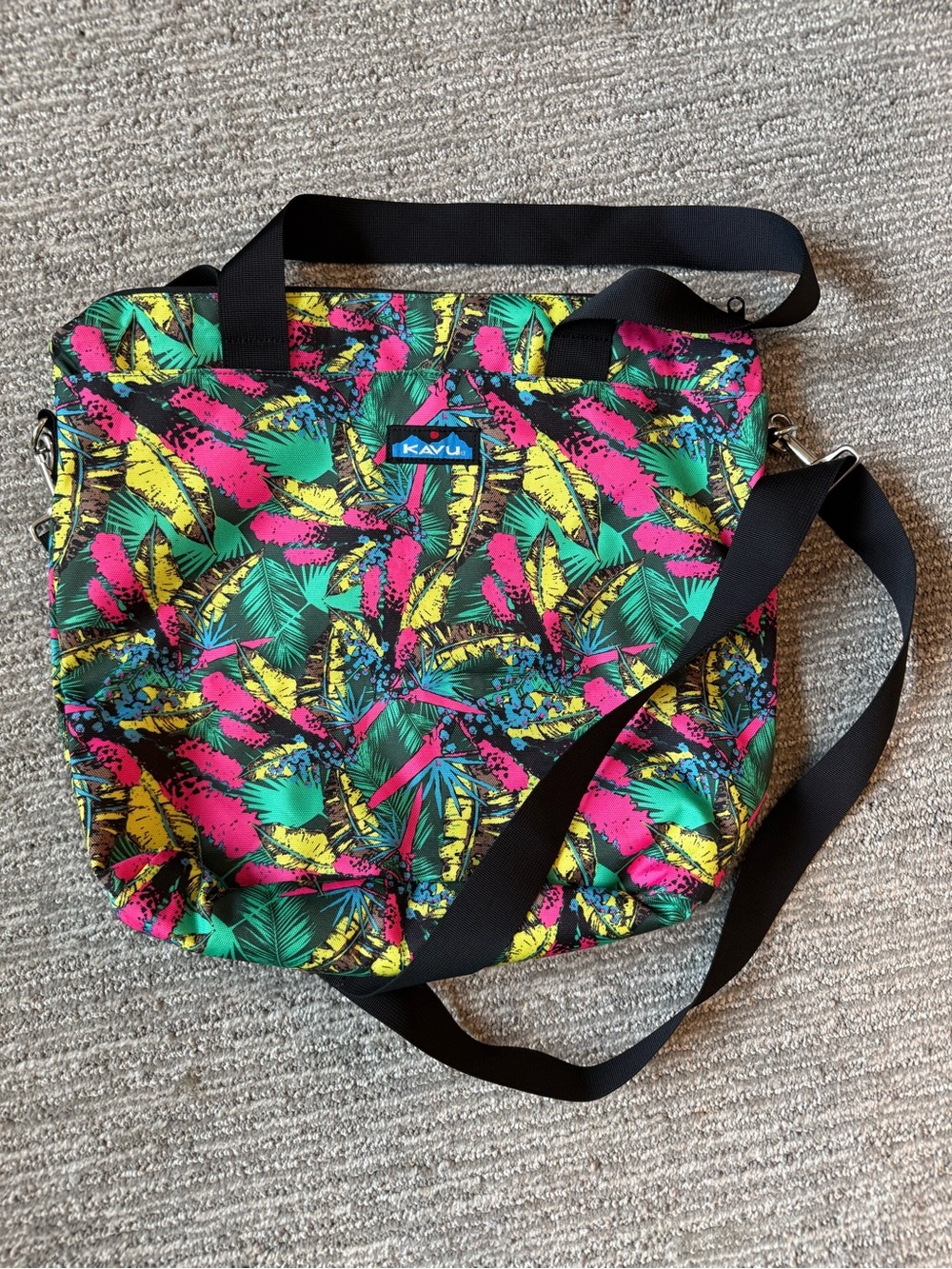 KAVU Sydney Satchel Tropical Floral Tote Crossbody Bag Multicolor Retired